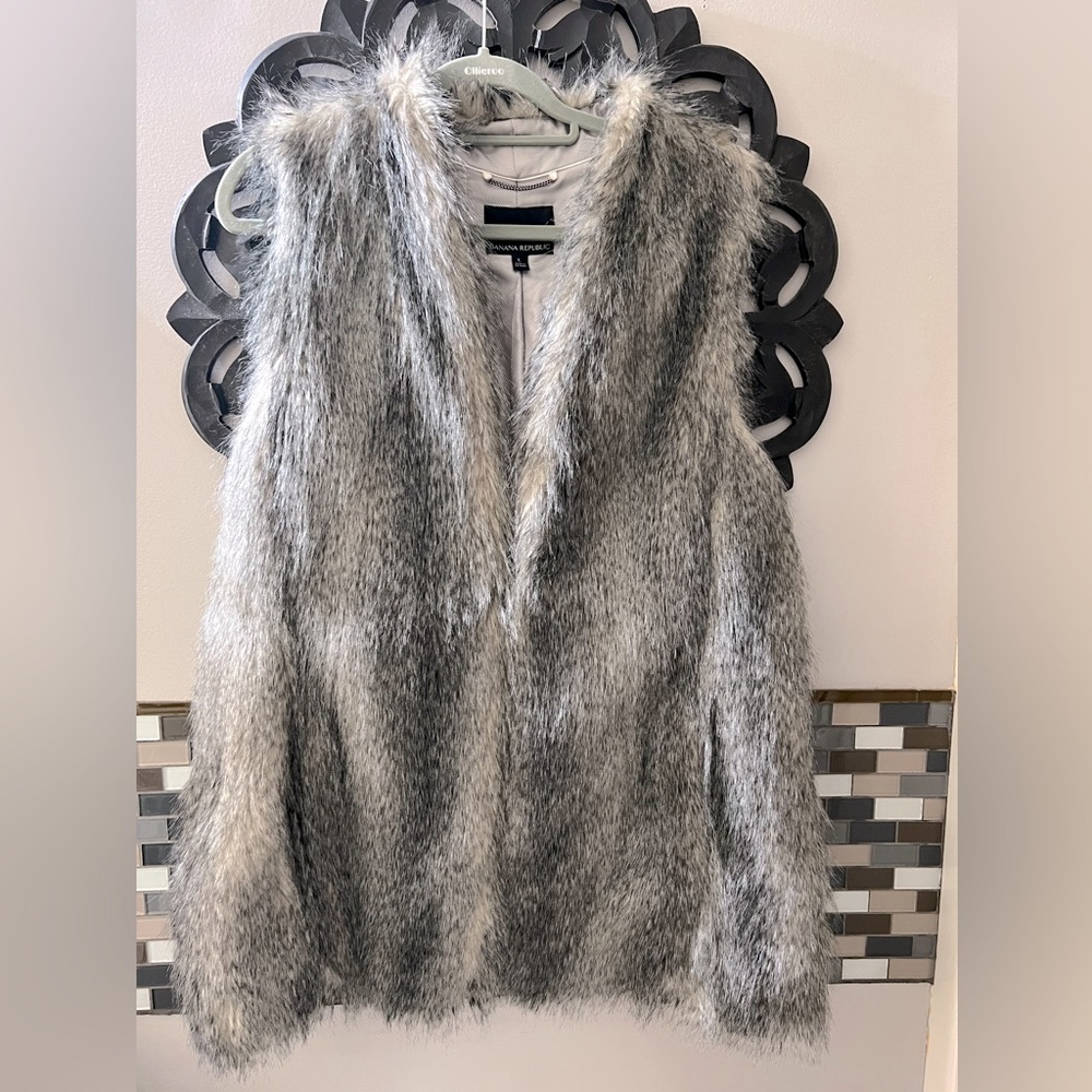 Banana Republic Faux Fur Long Vest